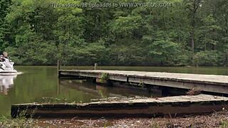 Sexy brunette babe Donnabella Mortel in bikini by freshwater