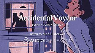 finger fucks pussy while neighbors fuck outside