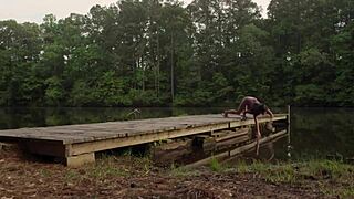 Sexy brunette babe Donnabella Mortel in bikini by freshwater