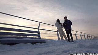 emily c got her shaved pussy licked on the desk and then creamed in casual teen sex