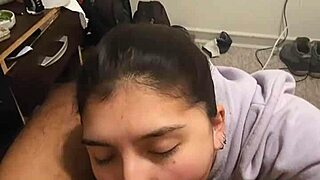 Girlfriend gives quick blowjob, can't let go.