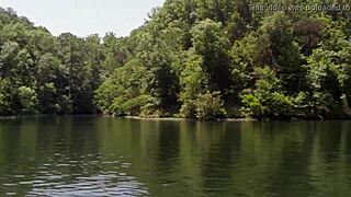 Sexy brunette babe Donnabella Mortel in bikini by freshwater