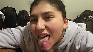 Girlfriend gives quick blowjob, can't let go.