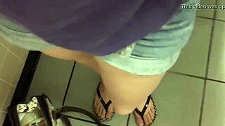 Pretty pierced pussy peeing solo in the bathroom toilet