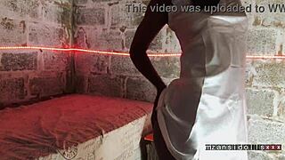 Ebony babe giving hot blow job while fingering tight pussy with vibrator