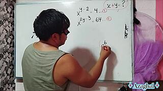 Asian Nerd With Brown Eyes Engages In Erotic Mathematical Fantasies In Bedroom With Amateur Partners