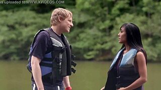 Sexy brunette babe Donnabella Mortel in bikini by freshwater