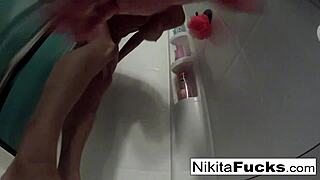 Nikita Von James Enjoys A Sensual Shower, Touching Her Body With Passion