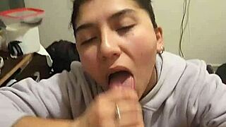 Girlfriend gives quick blowjob, can't let go.