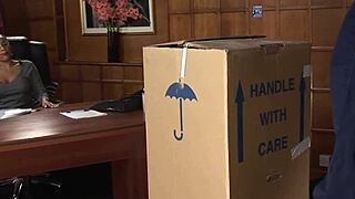 the delivery man makes me, the horny chief, cum several times before jizzing on my boobs and face