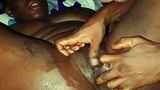 Shaved pussy sucked and fucked by big black cock.