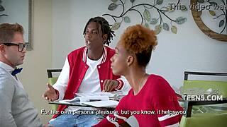 Tutor Freely Uses Black Step Sibling Duo For Science! Lacey London And Teen 18+