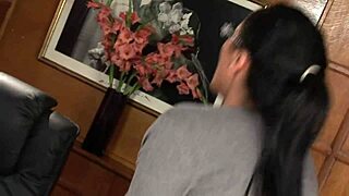 the delivery man makes me, the horny chief, cum several times before jizzing on my boobs and face