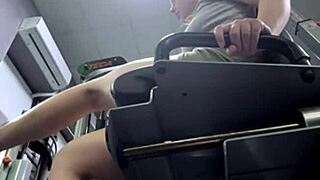 Amateur 18-19 yo with big tits masturbates to extreme squirting outdoors at the gym