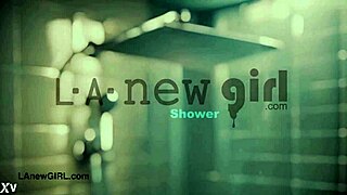 Adorable brunette beauty enjoys a relaxing shower