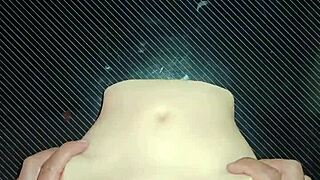 I spread on the desk for Candy's double penetration, missionary and anal with toys