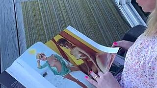 Blonde beauty turned on by Playboy