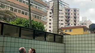 He rubbed his hard cock on me in the pool, feeling so naughty.