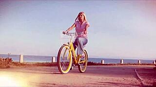 cindy dollar strips out of her red dress and works her twat with a powerful vibe