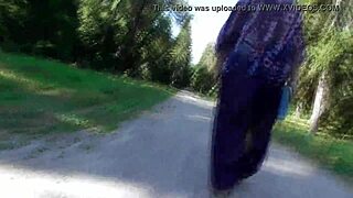 Hairy mature flashing pussy in public park 😏