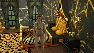 Curvy redhead contrasts huge black cock in footjob railing