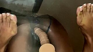 Ebony Girlfriend Takes Dildo Deep in Pussy