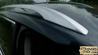stranded teen babe rides for home lift