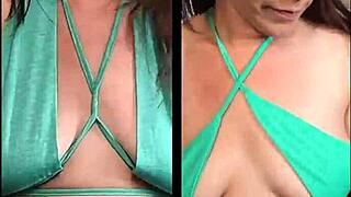 trying out this green outfit in a confusing video