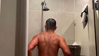 Gym shower time with red thong and panties