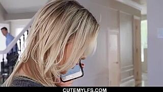 Hot-Milf Caught With Pants Down, Feeling Embarrassed And Excited As Nude Blonde Cougar Alexis Fawx