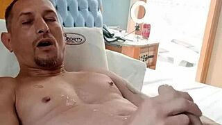 Mature gay man receives handjob and cumshot