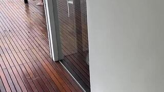 homemade video of young wife and husband on the porch