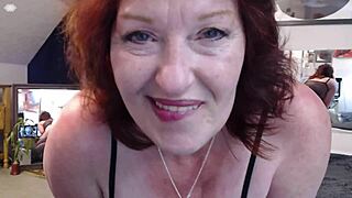 Redhead Curvy Slut Rides BBC to Orgasm in Lingerie and Stockings