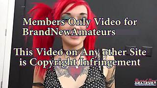 Inked redhead coed jackie deepthroats a big boner and swallows the cumshot!