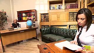 blonde tutor banged by brunette fresher