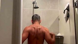 Gym shower time with red thong and panties