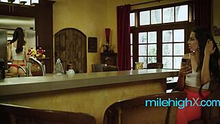 having a scantily clad roommate leads to lesbian fun in dorm