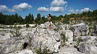 Mature Amateur Dances Topless In White Stone Quarry