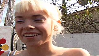 Blonde teen 18+ takes a huge cock untill her face is covered in cum