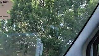 Handjob tribute in the car with cumshot