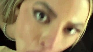 Petite blonde Latina gives sloppy blowjob and rimming in POV
