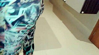 trying on tight lycra leggings