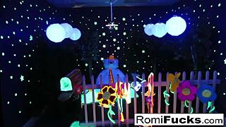 Romi Rain And Dani Have Lesbian Fun Under Black Light