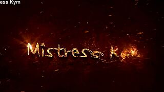 mistress kym teases and humiliates her chastity slave with nipple play