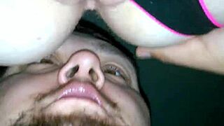 boldly licking tight teen pussy from behind