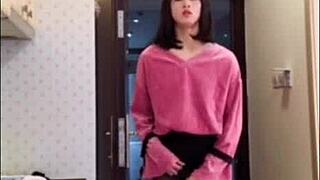 Asian Ladyboy Masturbates Her Dick, Flashes Woman, And Cums