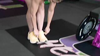 Hot MILF Performs Naked Workout at Gym