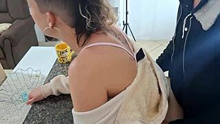 I surprised my stepdaughter in the kitchen during breakfast with ripped clothes