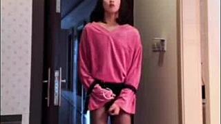 Asian Ladyboy Masturbates Her Dick, Flashes Woman, And Cums