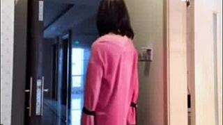 Asian Ladyboy Masturbates Her Dick, Flashes Woman, And Cums